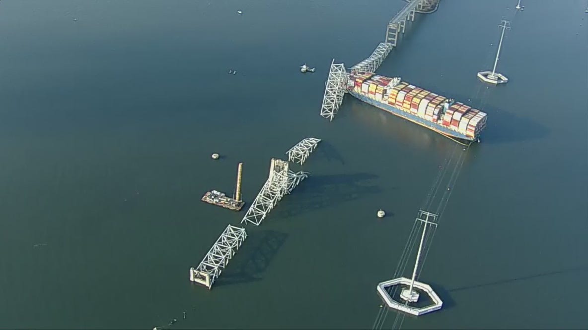 Baltimore Key bridge collapse: Largest crane on Eastern Seaboard in place to clear wreckage